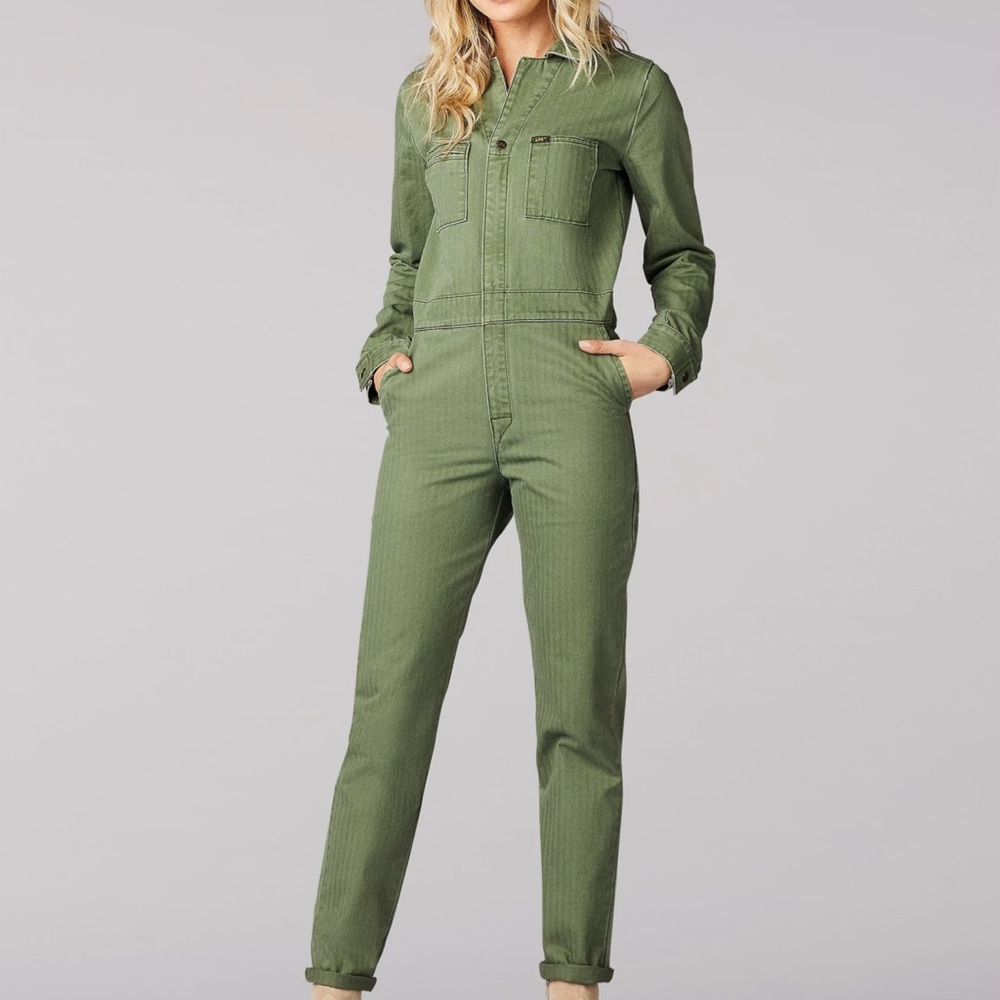 NWT Lee Women’s Vintage Modern Union-All Olive Jumpsuit Coveralls